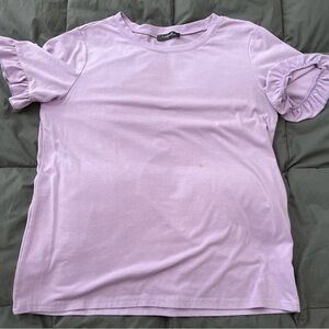 Lavender Ruffle Sleeve Tee - Size Medium